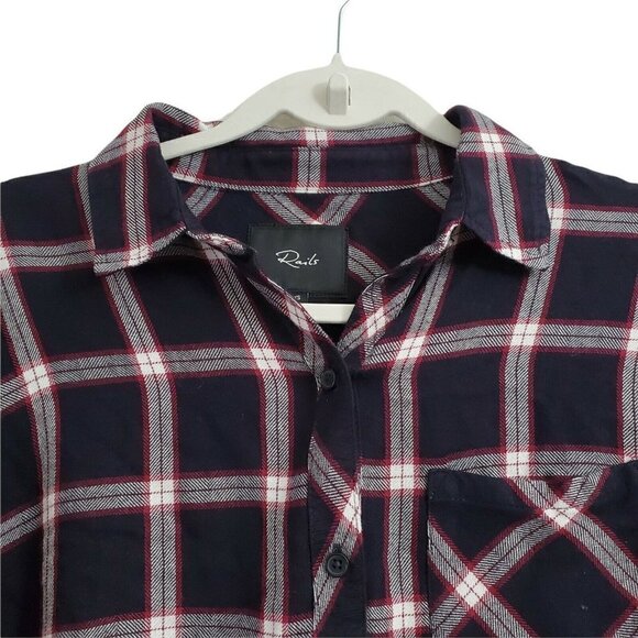 Rails‎ Womens Plaid Top XS Hunter Button Up Midnight Plum Collared Long Sleeve - Picture 3 of 11